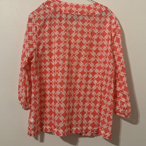 Talbots Petites Redish Printed Cream Top Size LP Used - Picture 2 of 5